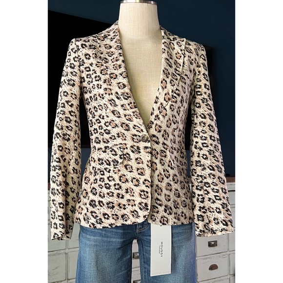 Joie Leopard 100% Linen Blazer 00 - Picture 9 of 12